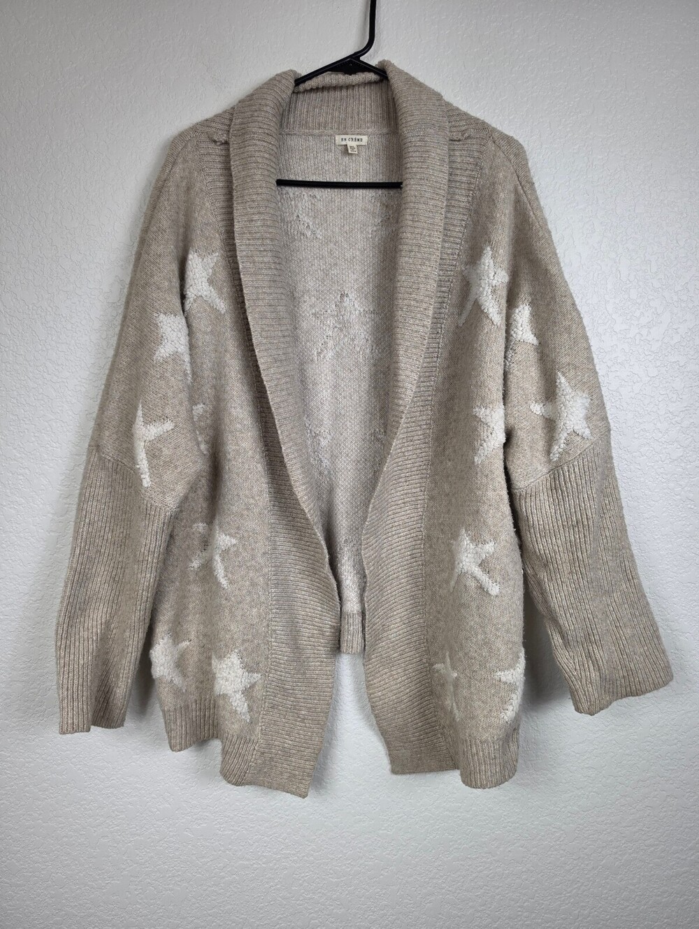 Anthropologie En Crème Beige Star Pattern Cardigan Sweater